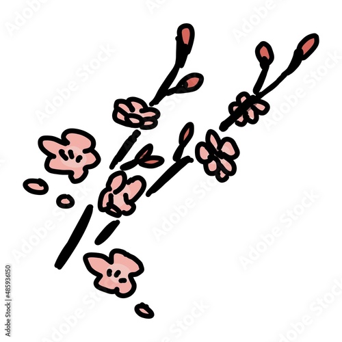桃の花のイラスト。