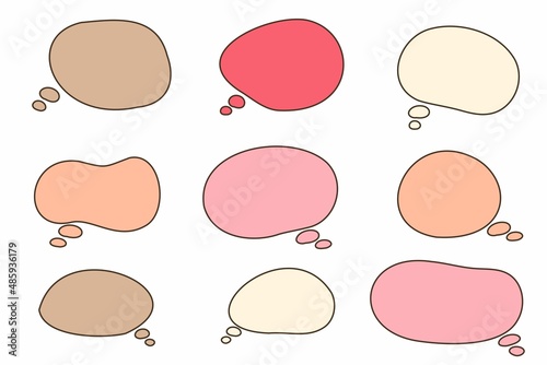 Simple colorful hand-painted speech bubble set