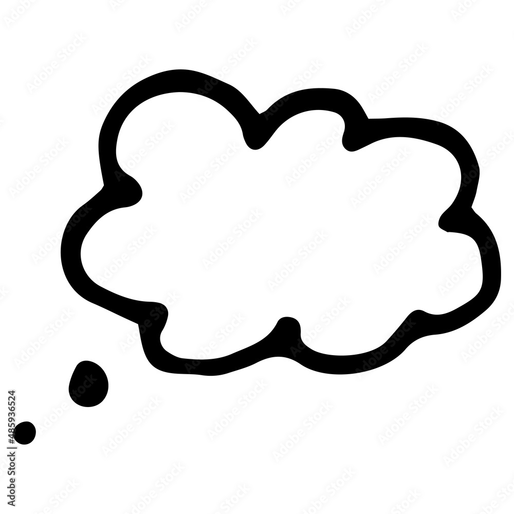 cloud of thoughts icon. hand-drawn speech bubble in the shape of a small cloud,empty for your text, isolated black outline on white for a design template cloud of thoughts icon. hand-drawn speech bubble in the shape of a small cloud,empty for your text, isolated black outline on white for a design template
