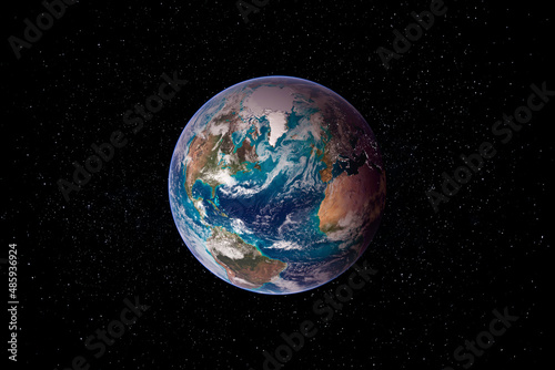 Planet Earth globe view from space with America, Europe and Africa. This image elements furnished by NASA.