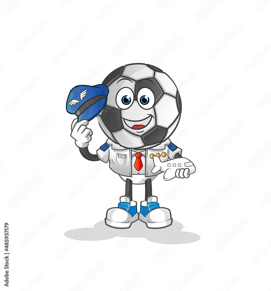 football head cartoon pilot mascot. cartoon vector