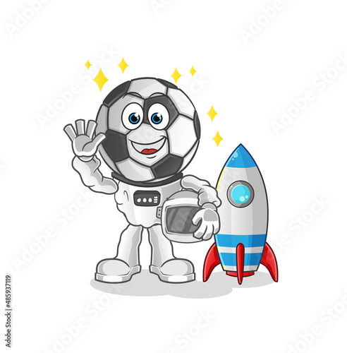 football head cartoon astronaut waving character. cartoon vector © dataimasu