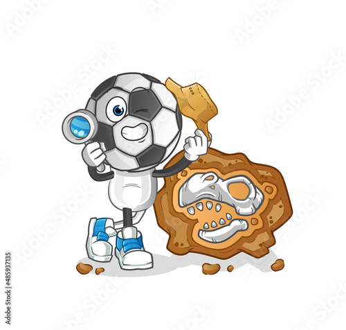 football head cartoon archaeologists with fossils mascot. cartoon vector