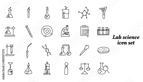 Lab science icon set bundles
