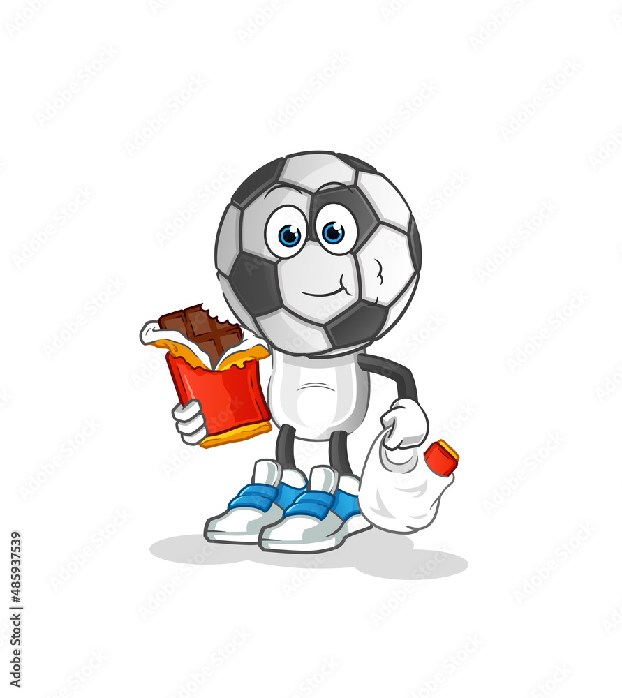 football head cartoon eat chocolate mascot. cartoon vector