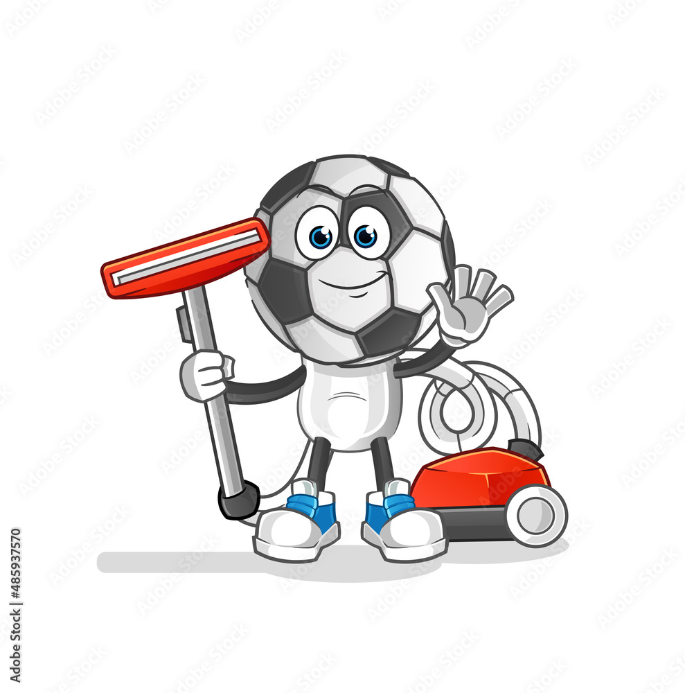 football head cartoon clean with a vacuum . character vector