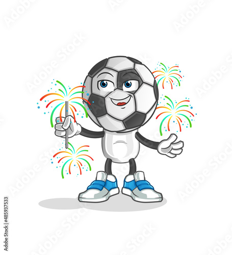 football head cartoon with fireworks mascot. cartoon vector