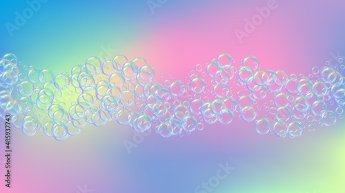 Shampoo bubble. Detergent bath foam, suds and soap for bathtub. Aqua 3d vector illustration concept. Blue fizz and splash. Realistic water frame and border. colorful liquid shampoo bubble.