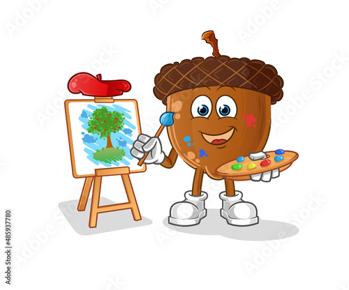 acorn head cartoon artist mascot. cartoon vector