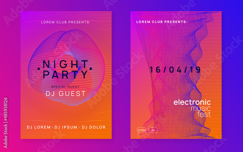 Abstract music flyer. Techno dj party. Electro dance event. Electronic trance sound. Club poster.