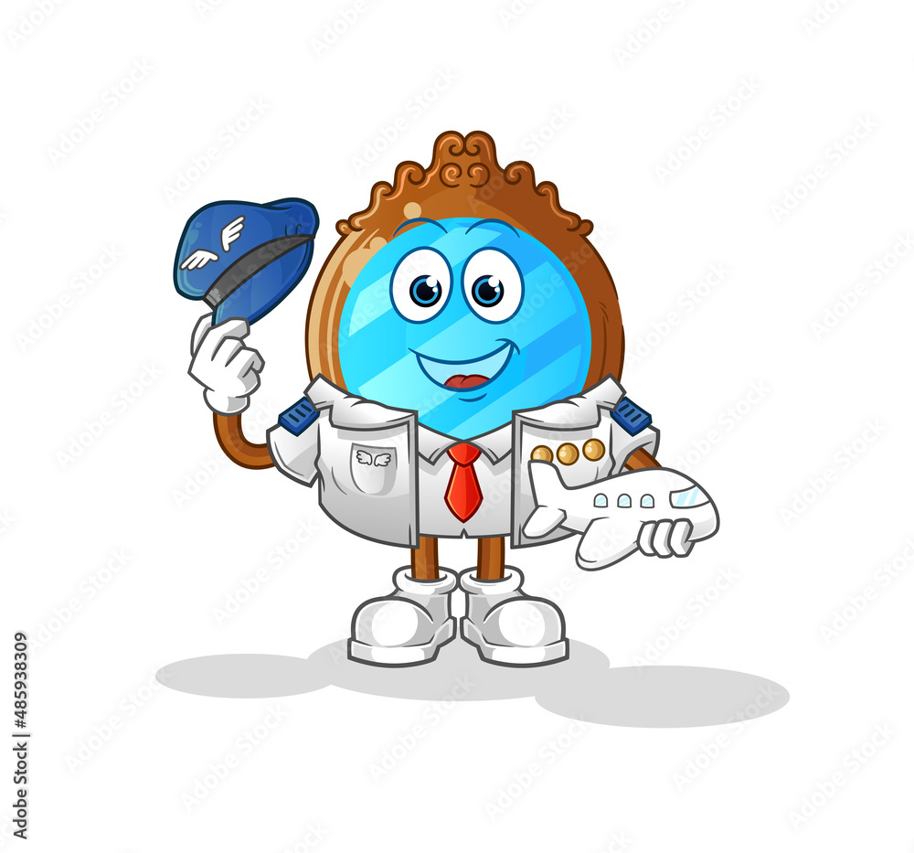 Obraz premium mirror pilot mascot. cartoon vector