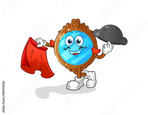mirror matador with red cloth illustration. character vector
