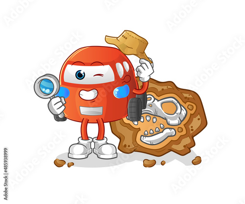 car archaeologists with fossils mascot. cartoon vector
