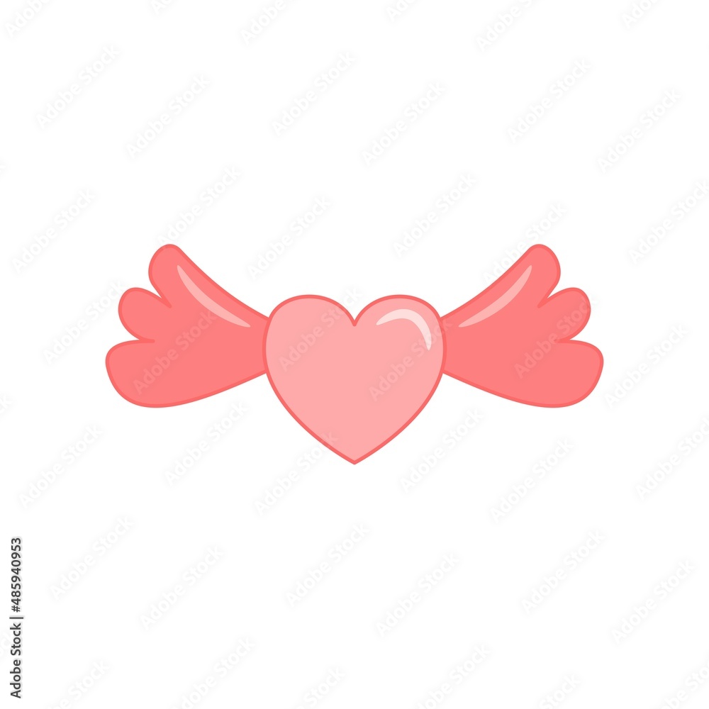 Love logo in 2d style. love icon with angel wings. Vector illustration. Love logo in 2d style. love icon with angel wings. Vector illustration.