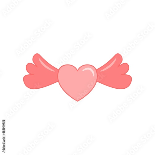 Love logo in 2d style. love icon with angel wings. Vector illustration.