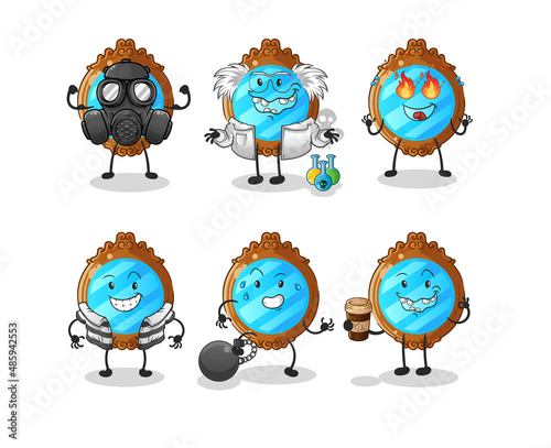 mirror villain group character. cartoon mascot vector
