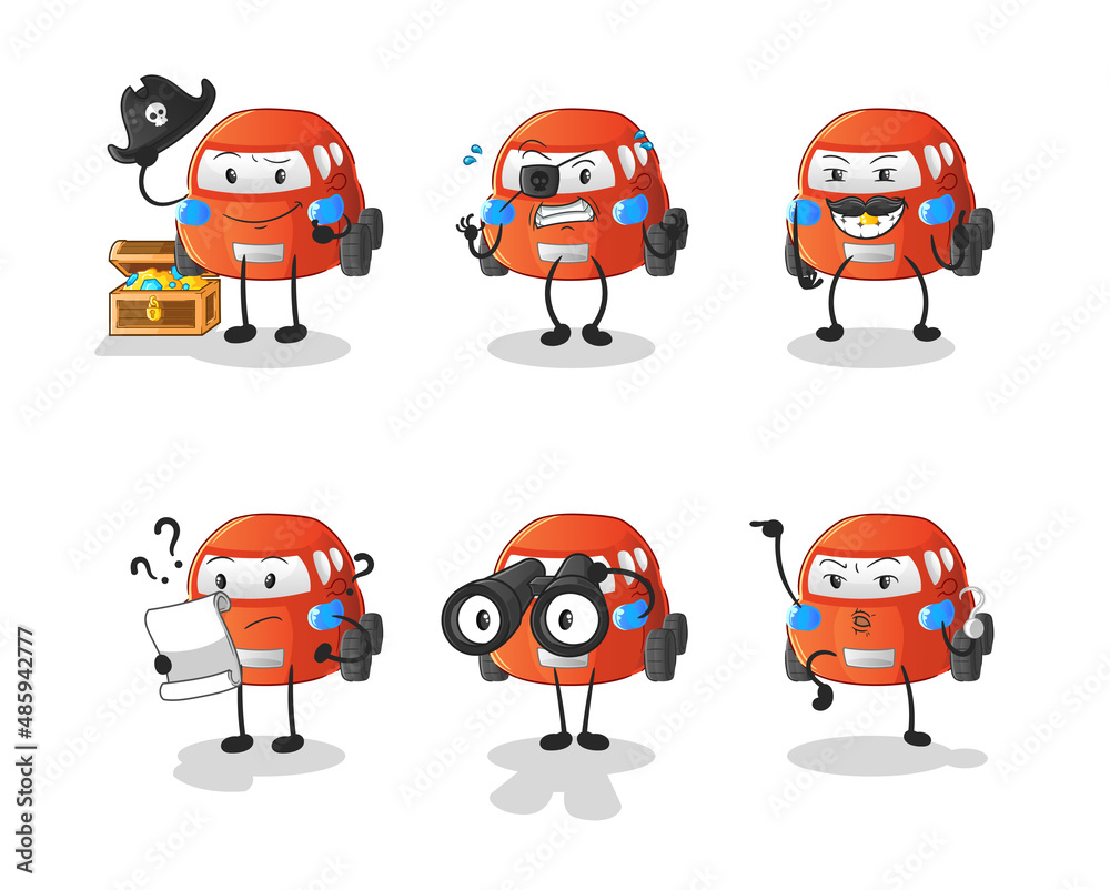 car Pirate group character. cartoon mascot vector