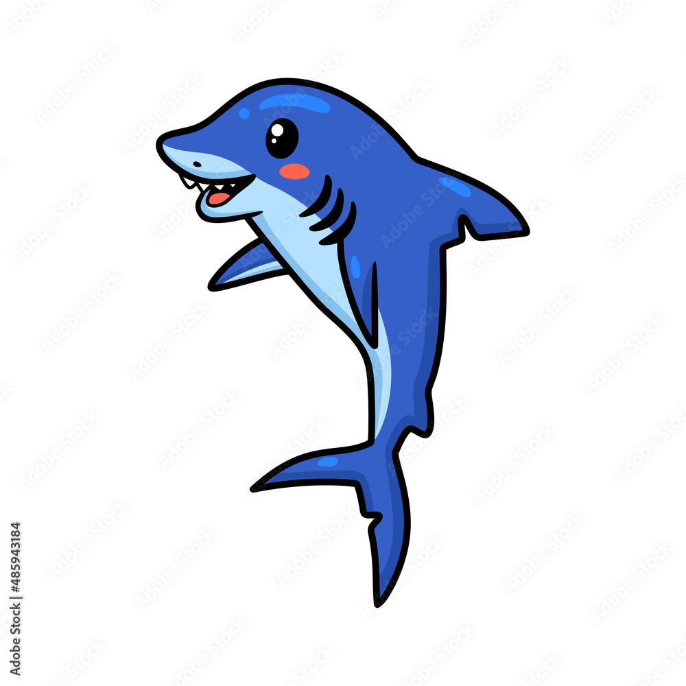 Obraz premium Cute little shark cartoon posing