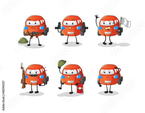 car troops character. cartoon mascot vector