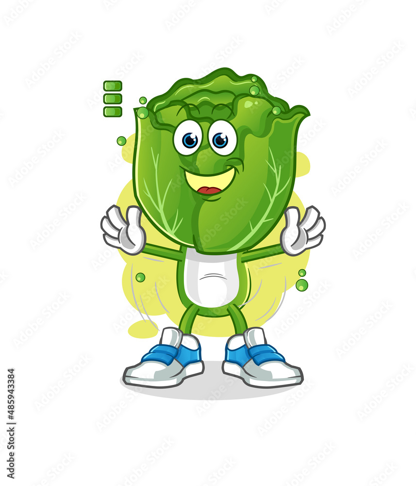 cabbage head cartoon full battery character. cartoon mascot vector
