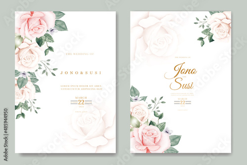 wedding invitation card with floral watercolor