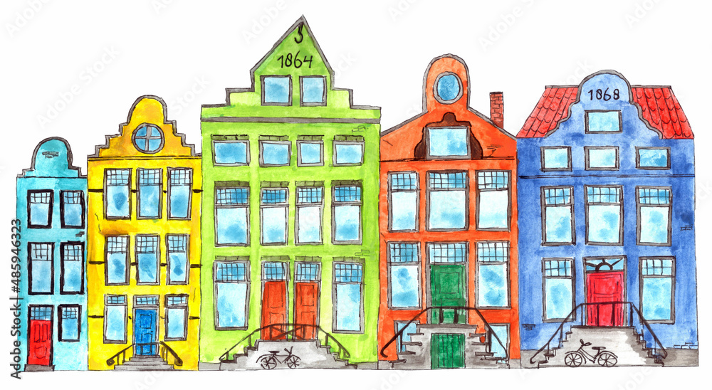 Colorful Dutch canal houses