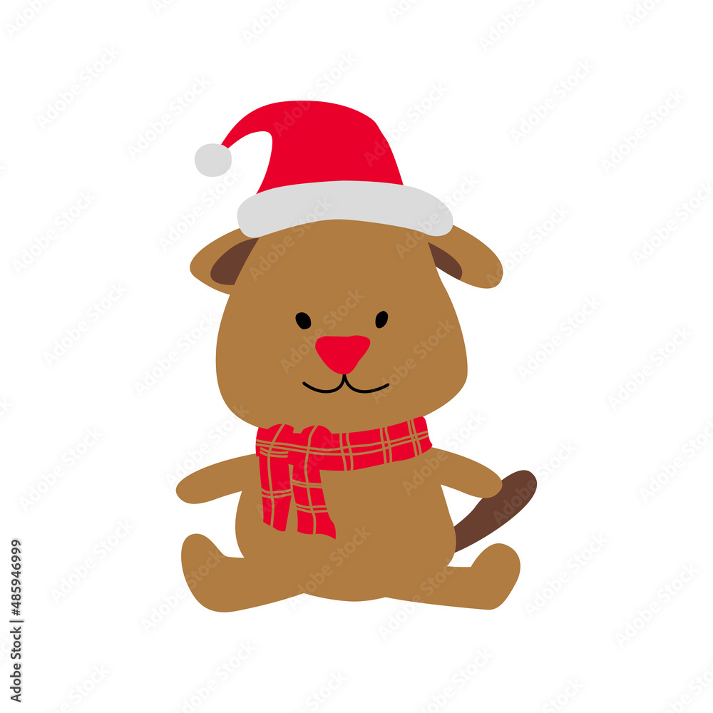 clip art of puppy in xmas costume with cartoon design,vector illustration clip art of puppy in xmas costume with cartoon design,vector illustration