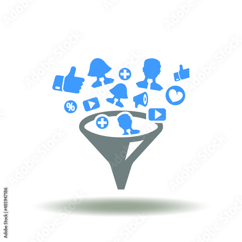 Vector illustration of funnel social media marketing icons. Icon of sales funnel. Symbol of SMM.