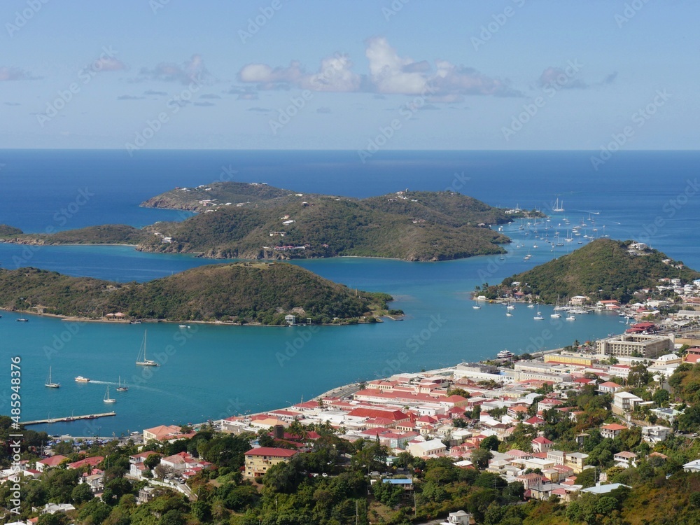 St Thomas, US Virgin Islands with smaller islands in view