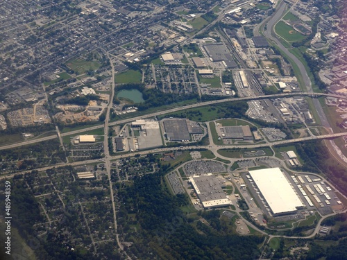Aerial view of Baltimore, Maryland approaching the Baltimore/Washington International Thurgood Marshall Airport. photo