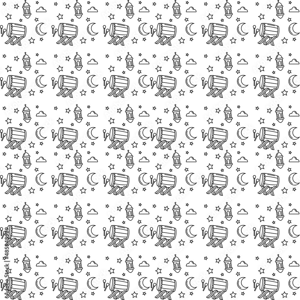 Ramadan doodle seamless pattern vector design Ramadan doodle seamless pattern vector design