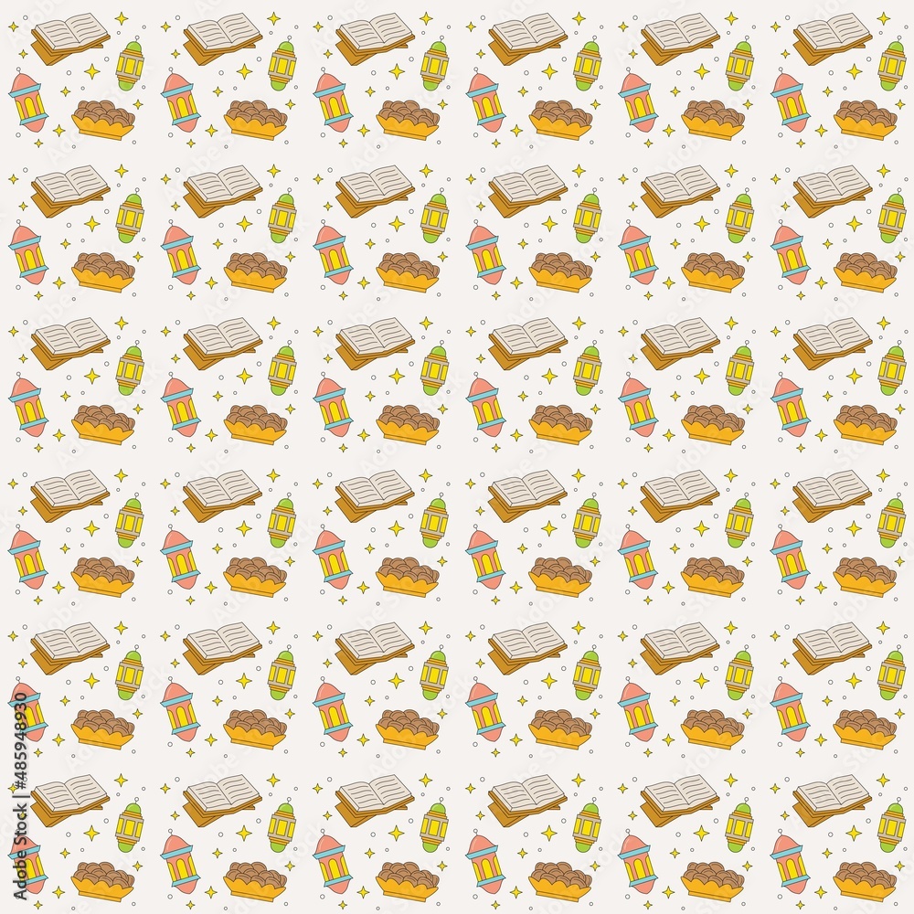 Ramadan doodle seamless pattern vector design