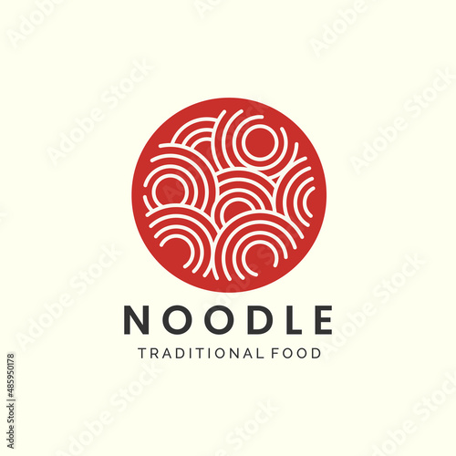 noodle japanese emblem vintage color logo icon template vector design