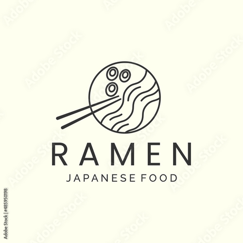 ramen noodle minimalist line art logo icon template vector design