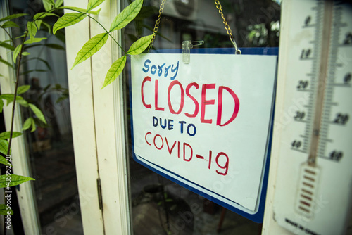 closeup window hanging temporality close sign