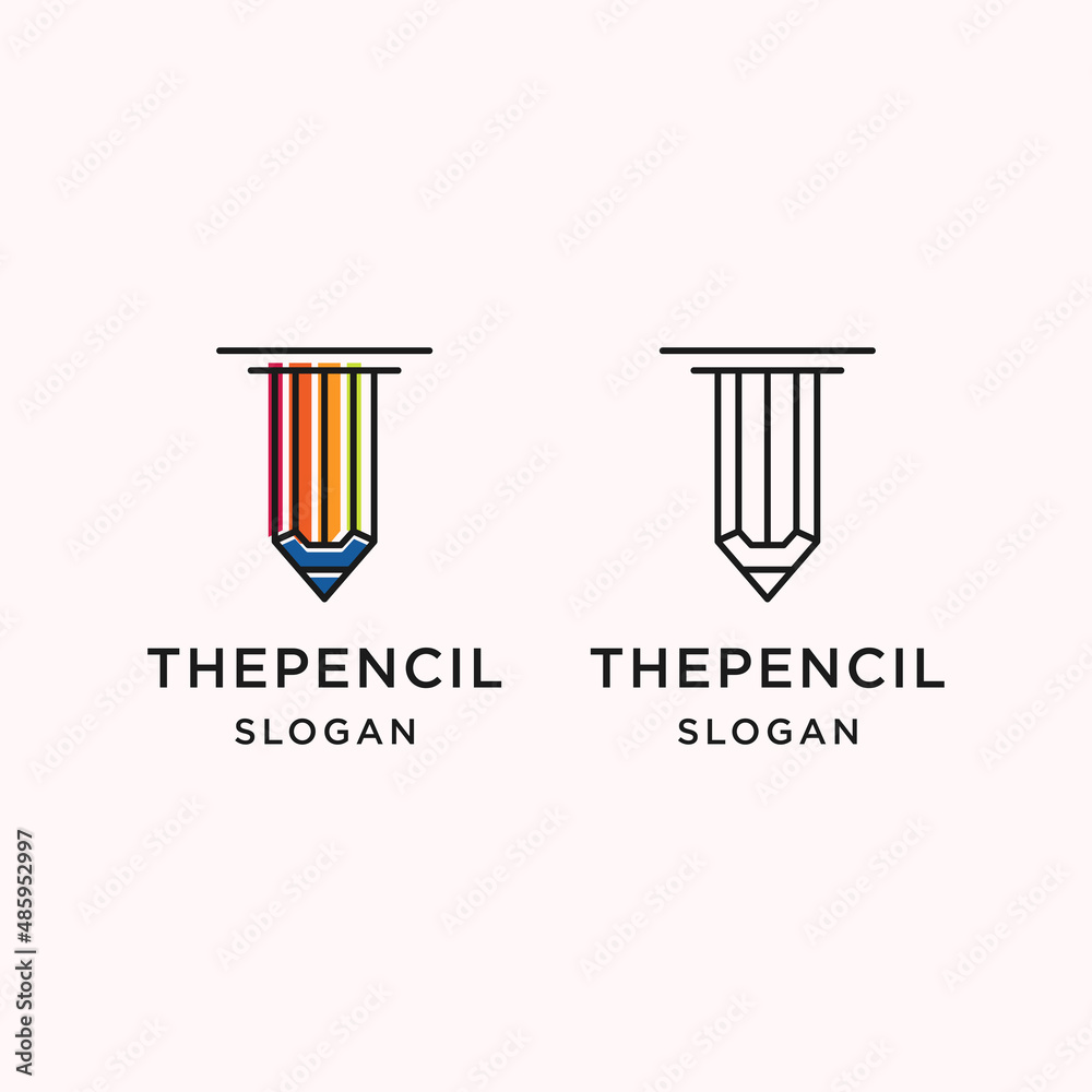 The pencil logo icon flat design template