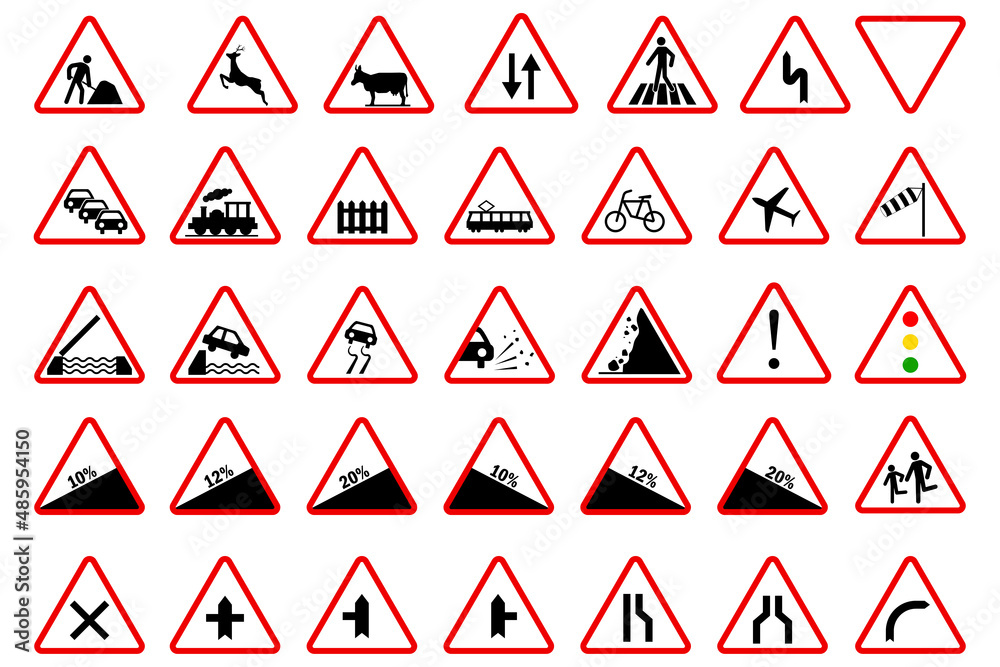 Priority road signs. Mandatory road signs. Traffic Laws. Vector illustration. stock image. Priority road signs. Mandatory road signs. Traffic Laws. Vector illustration. stock image.