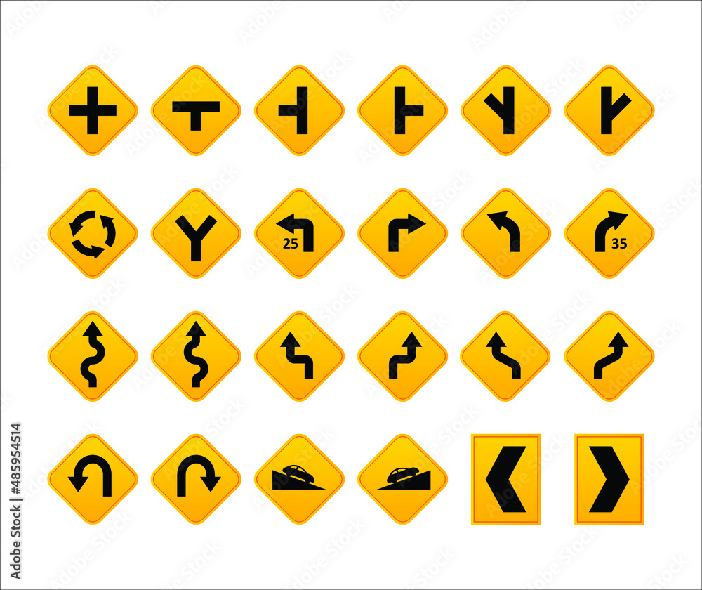 set of warning signs set of warning signs