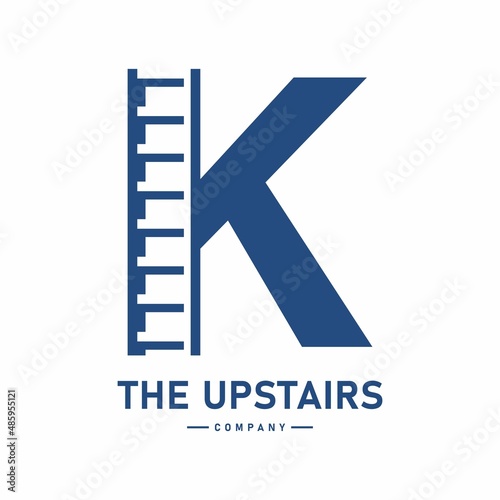letter K with stair vector logo design. Suitable for business, corporate, building and architecture. Also, use for growth and step symbol