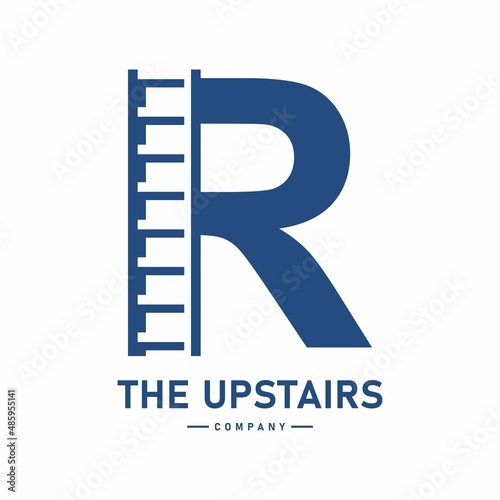 letter R with stair vector logo design. Suitable for business, corporate, building and architecture. Also, use for growth and step symbol