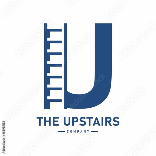 letter U with stair vector logo design. Suitable for business, corporate, building and architecture. Also, use for growth and step symbol