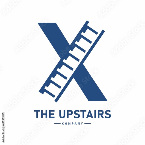 letter X with stair vector logo design. Suitable for business, corporate, building and architecture. Also, use for growth and step symbol