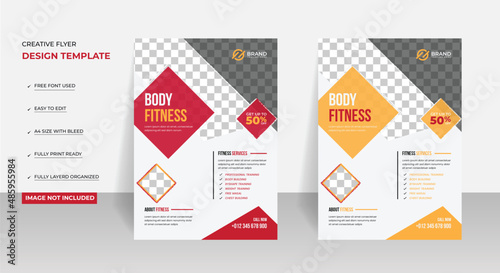Body fitness flyer design template easy to edit Premium Vector
