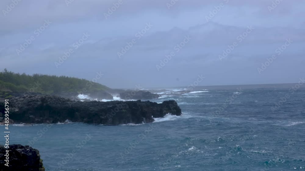 View on the stormy coastline in Mauritius View on the stormy coastline in Mauritius
