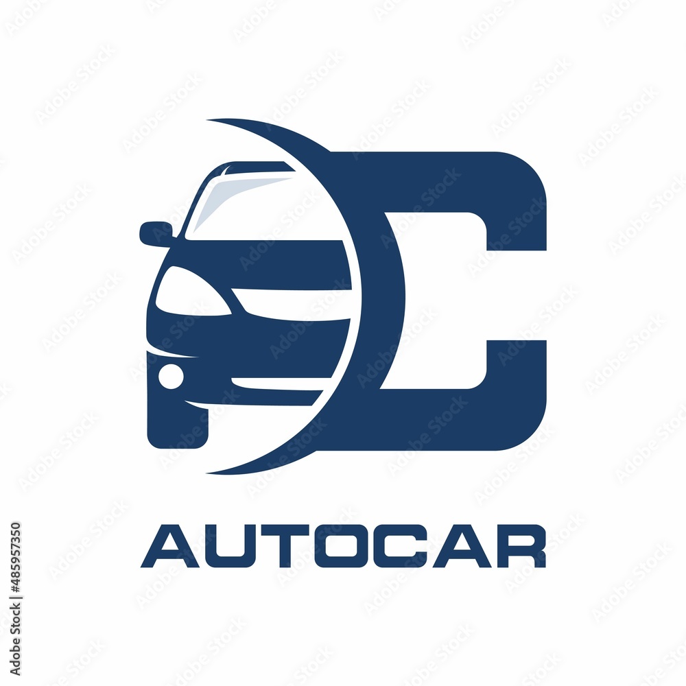 Stockvector Letter C abstract with car vector logo template. Fonts for