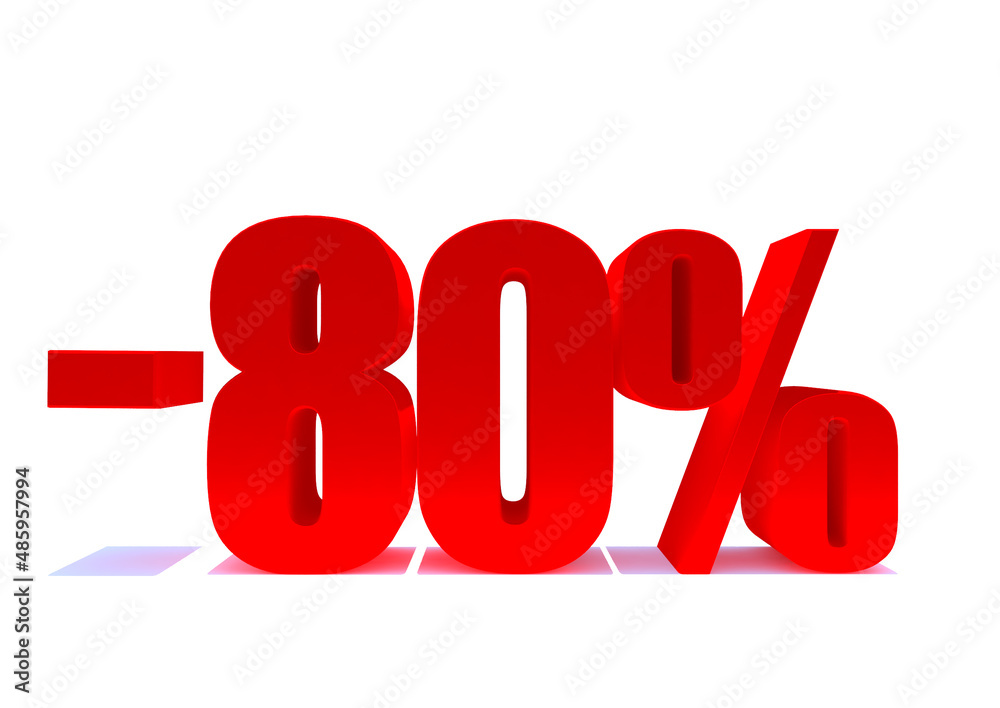 80 Percent off 3d Sign on White Background, Special Offer 80% Discount Tag, Sale Up to 80 Percent Off,big offer, Sale, Special Offer Label, Sticker, Tag, Banner, Advertising, offer Icon