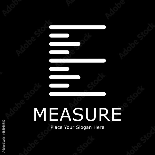 Letter E with ruler vector logo design. Suitable for education, banner, poster, print, pattern, and initial.