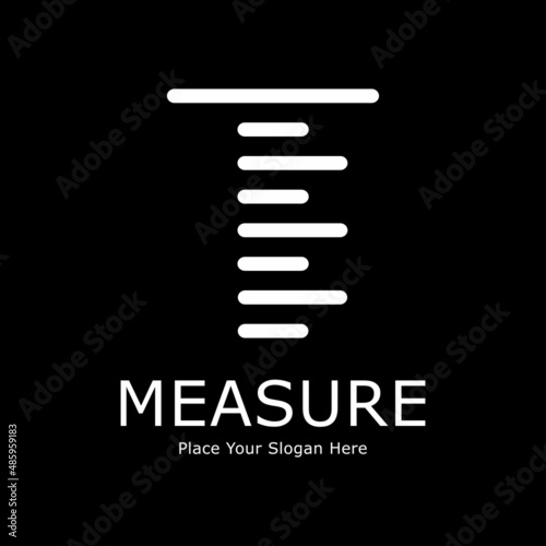 Letter T with ruler vector logo design. Suitable for education, banner, poster, print, pattern, and initial.