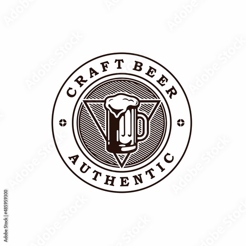 Vintage Brewing Craft Beer with Pitcher Symbol Logo Design