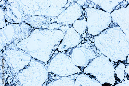 北海道の流氷、空撮